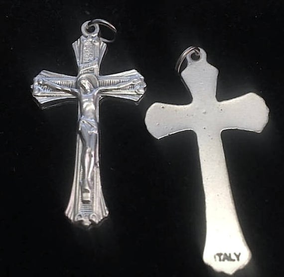 Inc Lot of 5 Gifts Catholic Made in Italy Filigree-Style Crucifix 1 3//4 Silver Oxidized Rosary Cross Crucifix Pendant