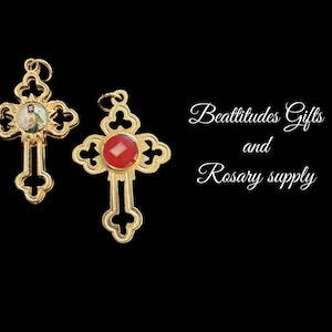 Ensemble de 2 croix de Saint Jude relique catholique double face crucifix chapelet croix dorée 3e classe relique Italie