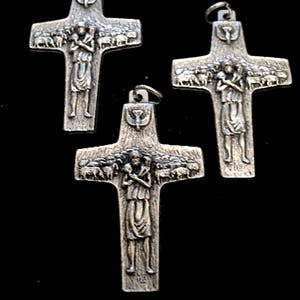 Cross Jesus with sheep 1 1/2" Tall   Lot of 3 Medium Size Rosary or Pendant  Christian cross ITAY