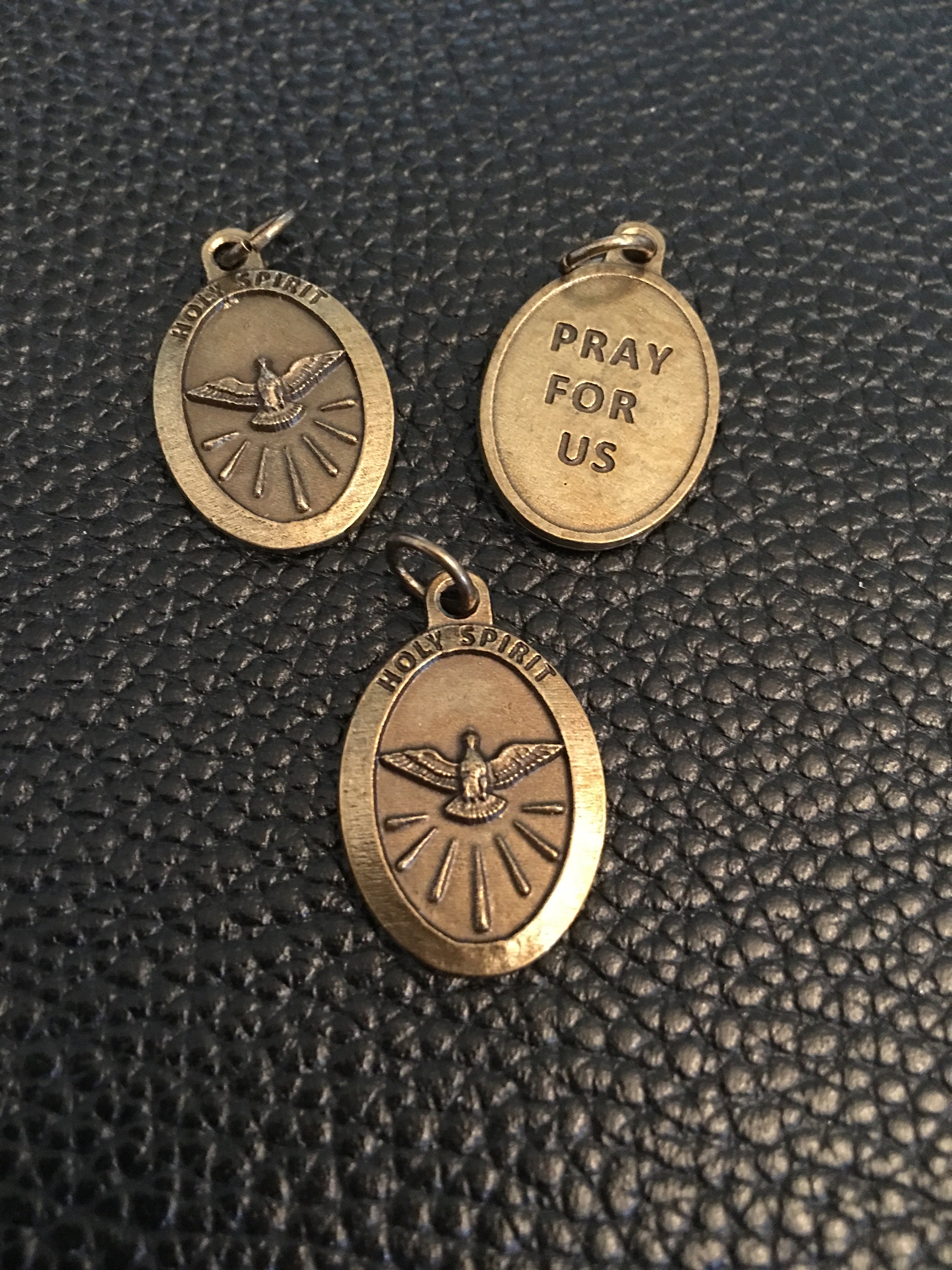 Holy Spirit Dove Confirmation Premium Medal Brass Charm PRAY