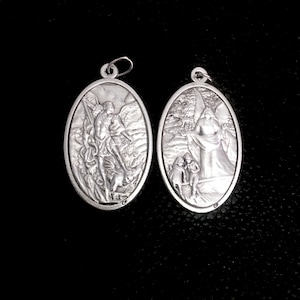 SAINT MICHAEL with Guardian Angel Large Medals Set of 2 Medals Large size nice finish Protection Charm Christian Catholic Beattitudes gifts