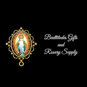 Our Lady of Grace Rosary Center Large Size Brass tone  Catholic Centerpiece Connector Virgin Mary