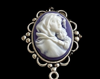 MADONNA and CHILD CAMEO Rosary Centerpiece Large Chaplet Center Piece Connector Virgin Mary