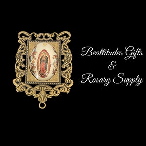 Our Lady of Guadalupe Large Rosary Centerpiece BRASS Tone Style Connector 2 inch Virgin Mary Chaplet Center Piece Jewelry