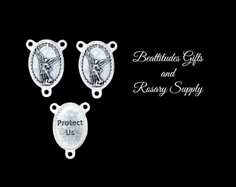 Saint Michael Protector Protect Us for Us Rosary Centers Lot of 3  St. Centerpiece Connector Cathollic