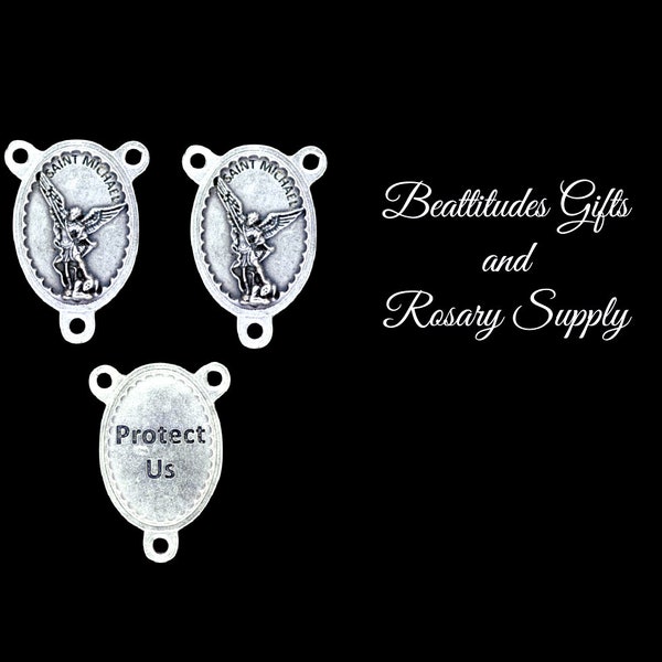 Saint Michael Protector Protect Us for Us Rosary Centers Lot of 3  St. Centerpiece Connector Cathollic