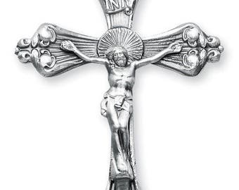 Sterling SIlver Baroque Style Crucifix Jesus Rosary or Pendant Christian  Cross Inch tall