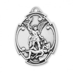 Sterling Silver Saint Michael Protector Medal Pendant Charm Rosary Dangle .925 Hand Made USA Catholic Gift