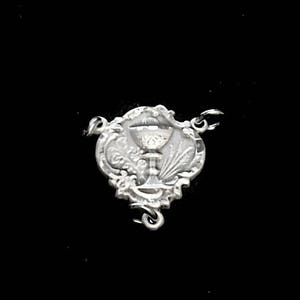 First Communion Sterling Silver Rosary Center Piece for Chaplet  X SMALL  Rosary Small 3/4 Inch