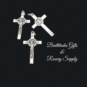 Saint Benedict Double sided Medal Crucifix High Quality1 1/2  and Protection Cross ITALY SET OF 3 Rosary Cross Or Pendant Protection