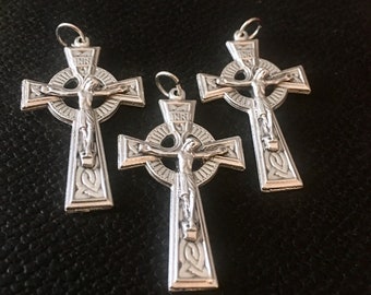 IRISH Rosary Cross Jesus Crucifix Celtic Lot of 3 Pendant Christian Catholic  Considered Premium