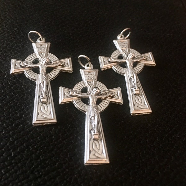IRISH Rosary Cross Jesus Crucifix Celtic Lot of 3 Pendant Christian Catholic  Considered Premium