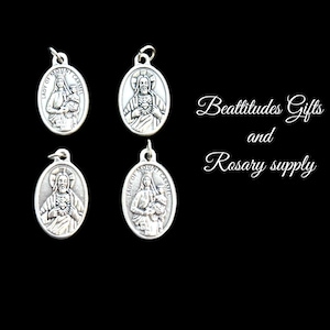 Sacred Heart of Jesus and Our Lady of Carmel Medals ITALY  4 for Charm Bracelet or Pendant Virgin Mary Vintage style