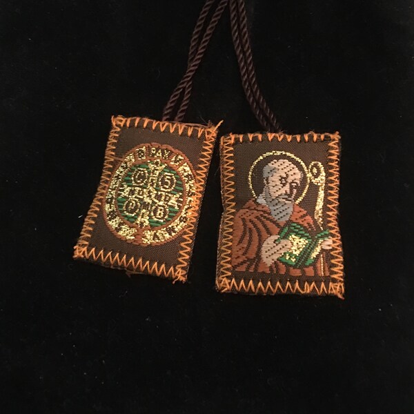 Saint Benedict Scapular Catholic Protection  Cloth Style St. Benedict Meadals Scapular