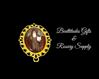 SAINT BENEDICT Rosary centerpiece Connector Gold Tone Lg 1 1/4 inch Protection Saint Rosary Parts Medal
