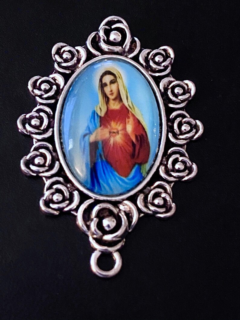 IMMACULATE HEART Of MARY Rosary Center Piece Extra Large Size Hand Made Catholic Centerpiece Rosary Parts