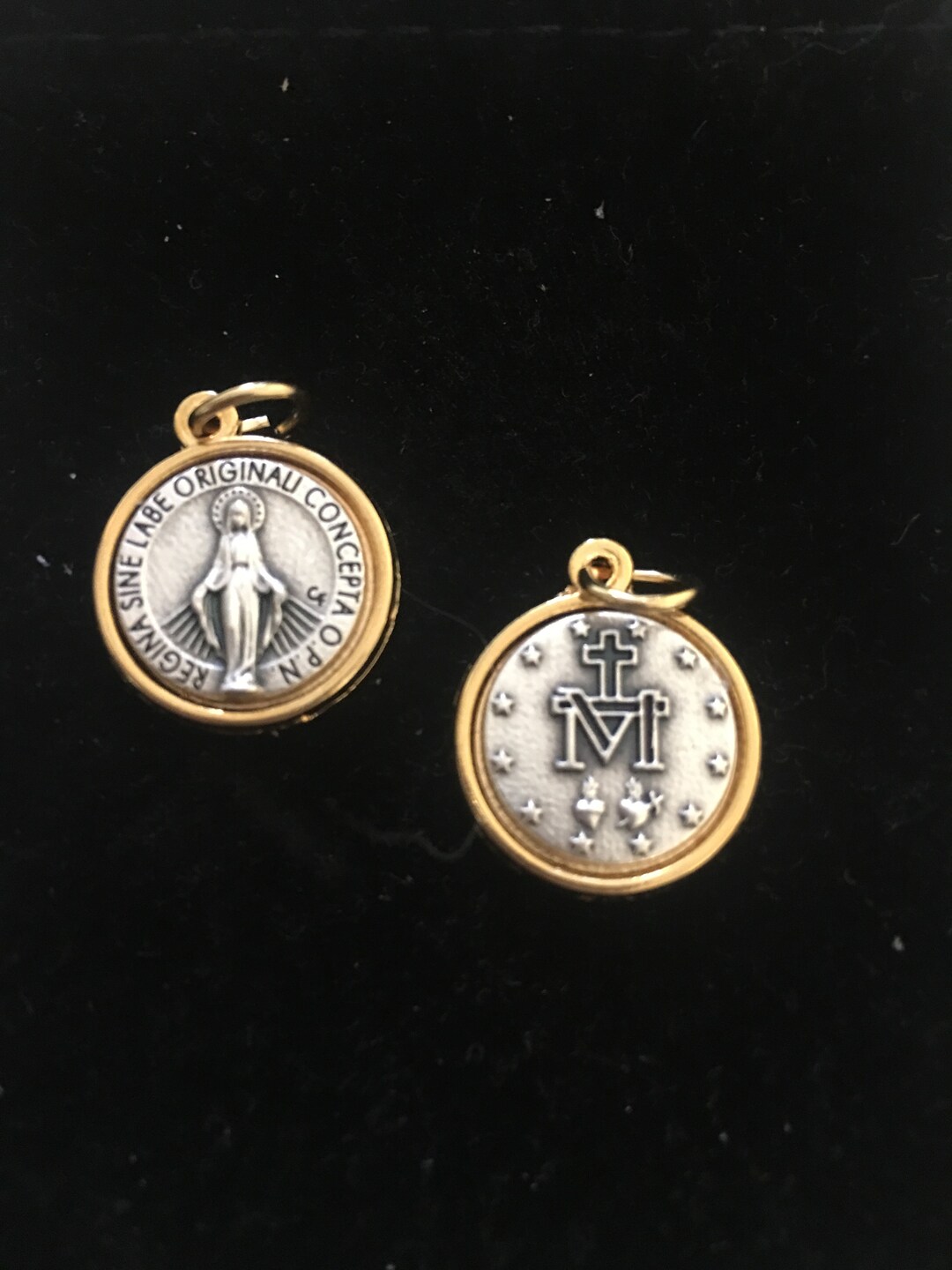 Madonna Miraculous Medals LATIN STYLE Double Sided ITALY Set of 2 for ...