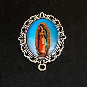 Our Lady of Guadalupe Large Rosary Centerpiece Connector 1 1/2 inch Virgin Mary Chaplet Center Piece Jewelry