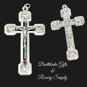 JESUS VIA CRUCIS Crucifix The Suffering Of Jesus Stations of the Cross One cross Italy Black and Silvertone