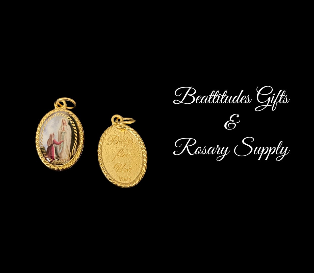 Our Lady of Lourdes Medals Set of 2 ITALY Virgin Mary Charm Pendant - Etsy