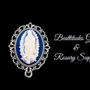 Our Lady of Guadalupe Large Rosary Cameo Centerpiece silver Tone Style Connector 1 1/4 inch Virgin Mary Chaplet Center Piece Jewelry