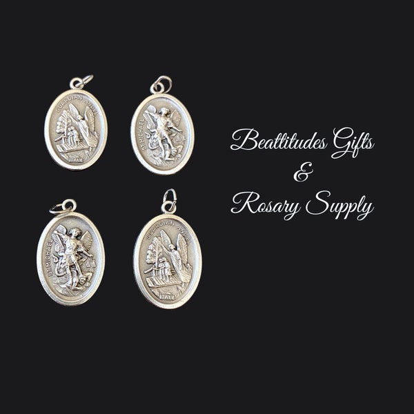 Saint Michael Guardian Angel Medals Double sided ITALY Set of 4  for Charm Bracelet or Pendant