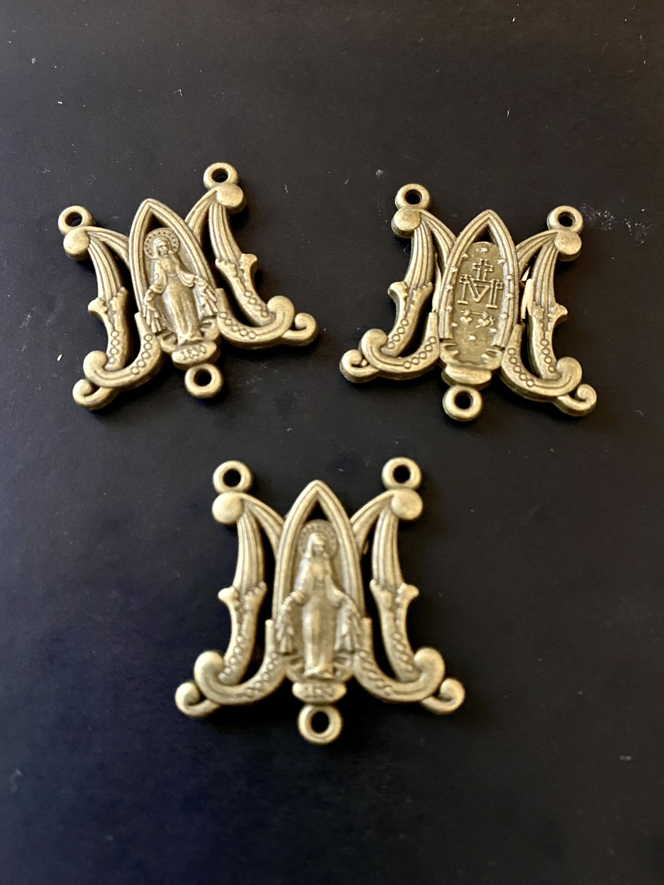 Buy Miraculous Medal Madonna Rosary Centerpiece Brass Tone