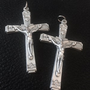 Lot of 2 Jesus Crucifix HOLY SPIRIT Rosary Cross Christian Made in ITALY Silver tone Crucifix Pendant