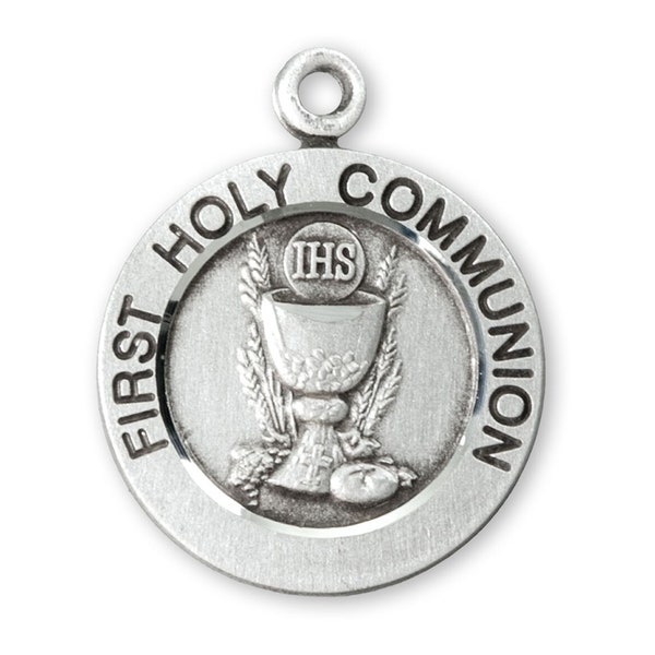 FIRST Communion Chalice STERLING SILVER Medal Pendant Made in Usa Stamped Catholic Gift Communion Necklace