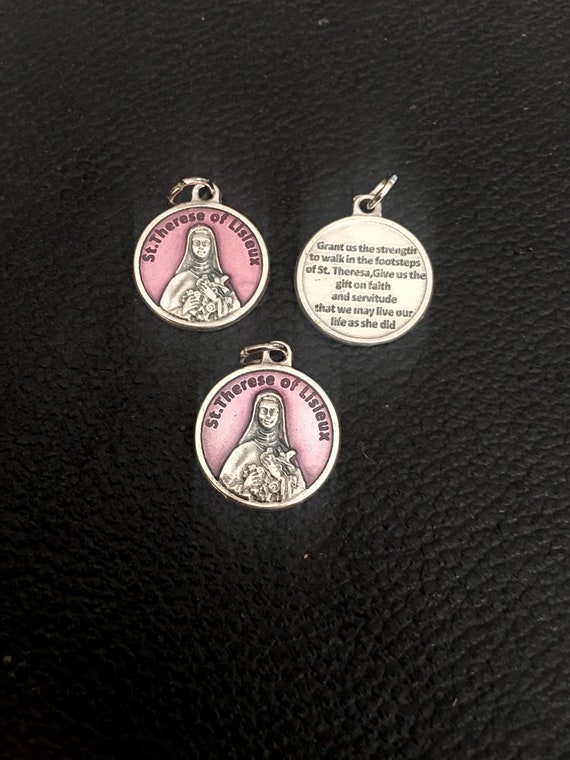 Saint Theresa Rose Color Medals Double sided ITALY Set of 3 | Etsy