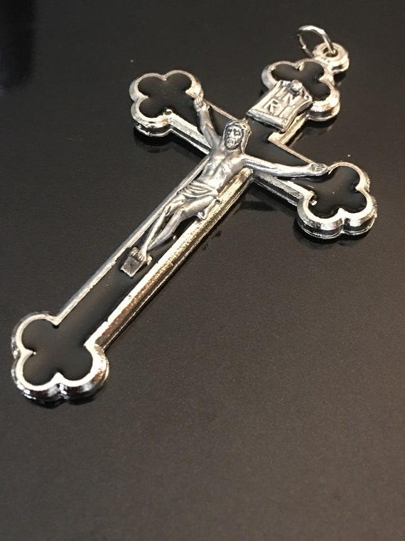 Large Nuns Style Crucifix Large Black Cross for Rosary or as