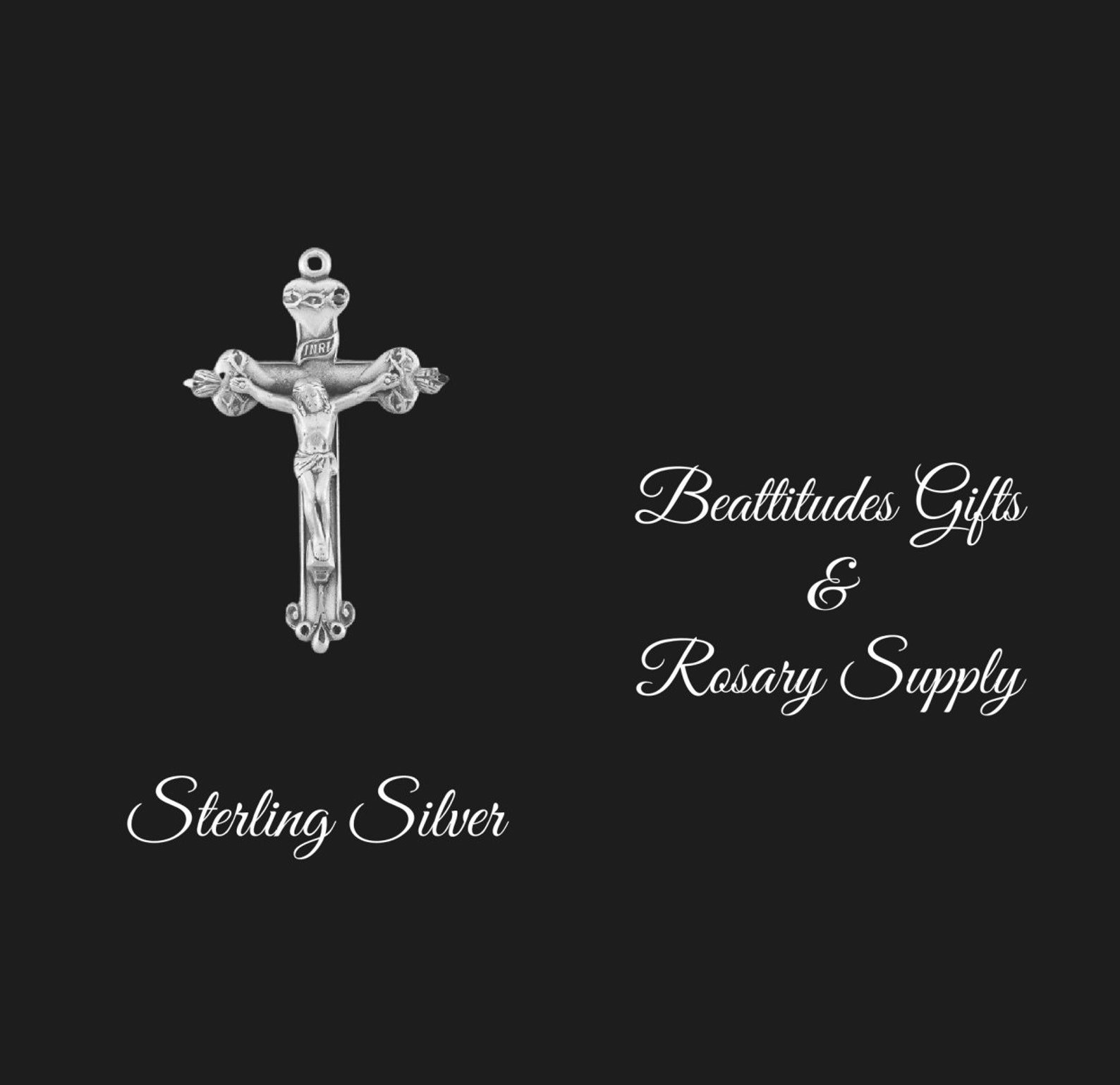 Sterling Silver Sacred Heart of Jesus Crucifix Rosary or Pendant Made ...