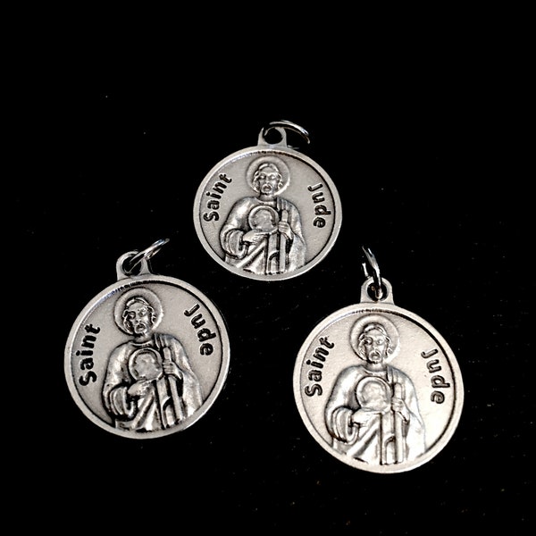 Saint Jude Prayer Medals Double sided Set of 3  for Charm Bracelet Miracle Worker  Rosary Dangle Beattitudes gifts
