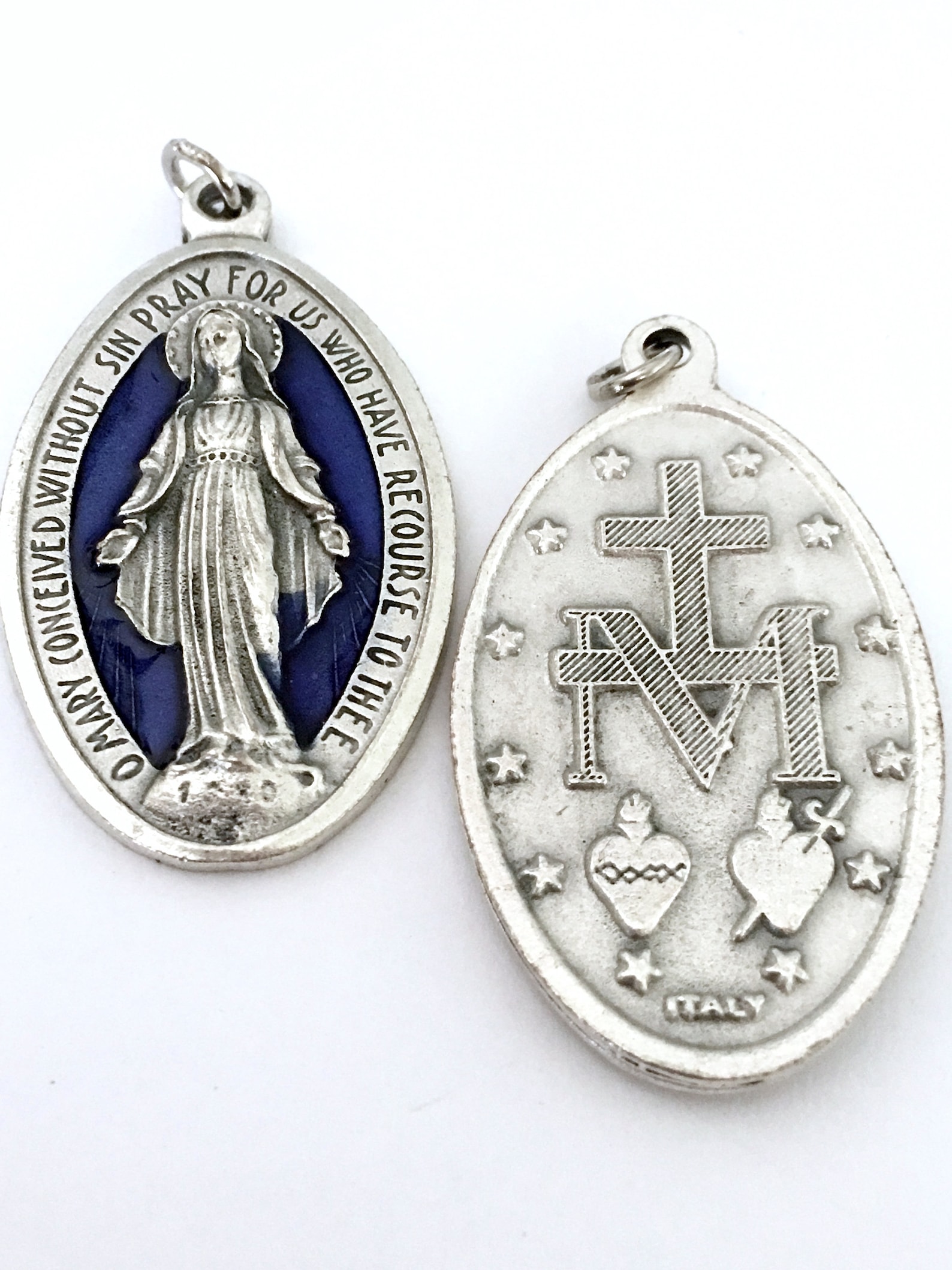 Set of 2 Miraculous Medals Virgin Mary Medal From Italy Large Etsy