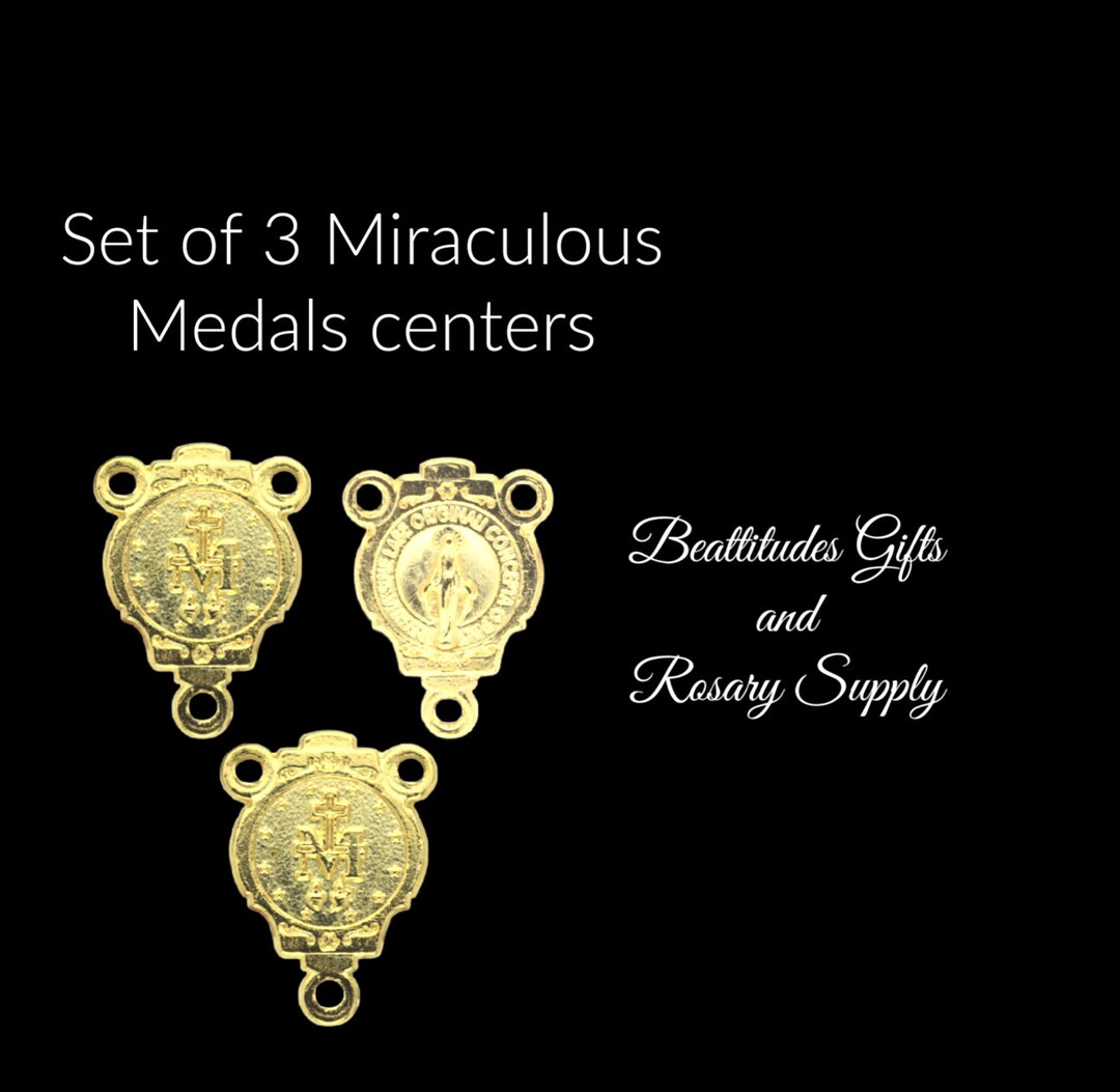Miraculous Medal Double Sided Gold Tone Rosary Center Piece Connector ...