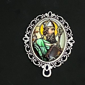 Saint Patrick Irish Celtic Rosary Centers Large Silver Tone Catholic Medal Rosary Part Jewelry Chaplet medal Connector