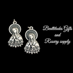 Our Lady Of Guadalupe Photo Medals  SET of 2 Medal pendants Catholic Virgin Mary Large size 1 1/2 inch