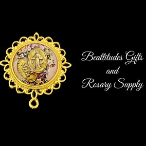 Miraculous Medal Rosary Center Connector Virgin Mary Madonna Gold tone EXTRA Large size centerpiece Rosary parts