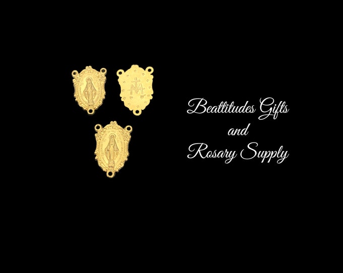 Miraculous Medal Double Sided Gold Tone Rosary Center Piece Connector ...