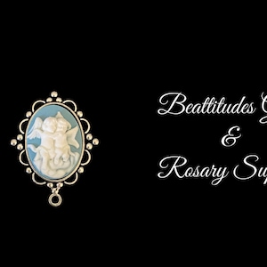 CHERUB Angel Rosary Center  Cameo silver tone Hand Made Centerpiece Angel Connector  Chaplet Center Rosary Parts