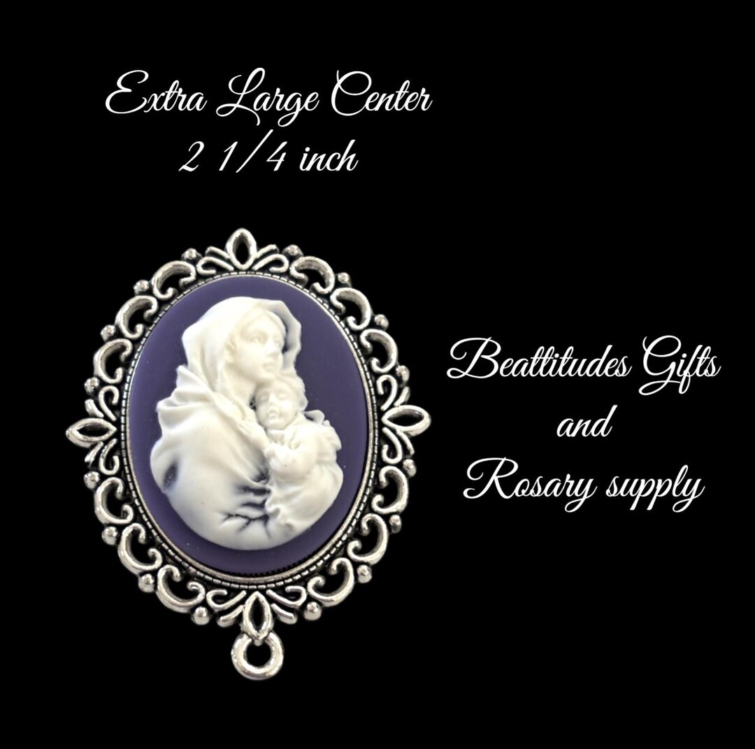MADONNA and CHILD CAMEO Rosary Lavender and Silver Centerpiece Extra ...
