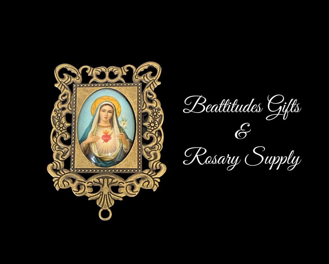 MADONNA Immaculate Heart of Mary Rosary Centerpiece 2 Inch Tall EXTRA ...