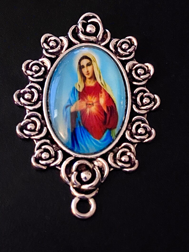 IMMACULATE HEART Of MARY Rosary Center Piece Extra Large Size Hand Made Catholic Centerpiece Rosary Parts