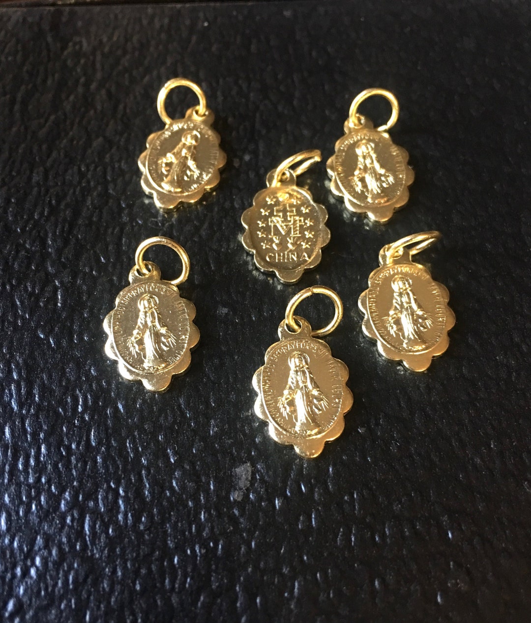 Madonna Miraculous Extra Small Gold Tone Medals Double Sided Set of 6 ...
