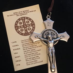AMAZING Large Saint Benedict Double sided Medal crucifix 3 Inch protection  ITALY