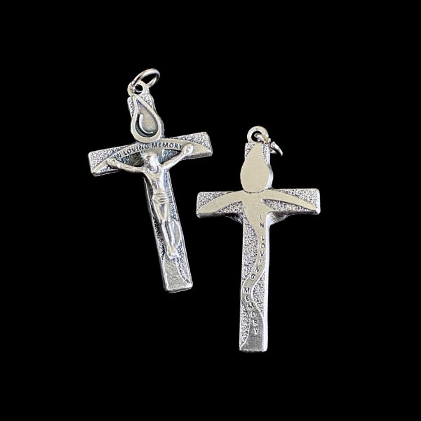 IN LOVING MEMORY Cross Set of 2 Jesus Silver tone Crucifix For Rosary Cross or Jewelry cross Sturdy Memorial Gift