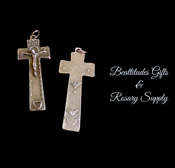 Irish Celtic Double Sided Jesus Set of 2 Cross Rosary Crucifix or