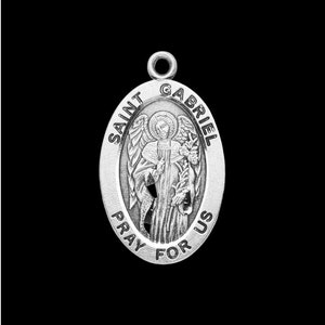 ANGEL GABRIEL Sterling Silver Medal Messenger of God Archangel Pendant Rosary Dangle Jewelry
