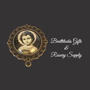 Child Jesus Vintage Style Photo Rosary Centerpiece Brass Tone Christian Catholic Image Center piece Connector Chaplet Rosary Parts