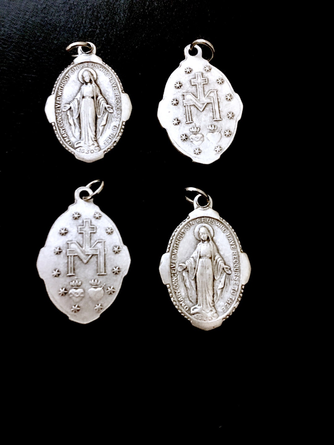 Madonna Miraculous Medals Vintage Style Double Sided Italy Set of 4 for ...